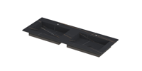 INK Post Wastafel Keramische Slab Envelop Bak Dubbel 2 Kraangaten - 1200x450x10 mm - Lauren Black Mat - thumbnail