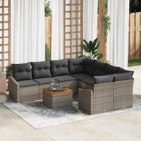 Tuinbankenset met opslag 9 pcs Grijs poly rattan - thumbnail