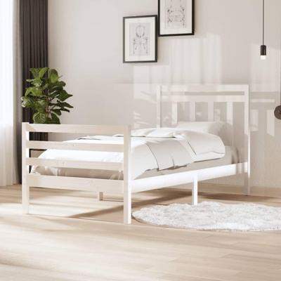 Bedframe massief hout wit 100x200 cm