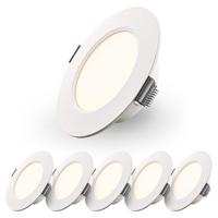 Set van 6 Georgia LED platte Inbouwspots wit - 3W 300lm - Rond - 2700K warm Wit - 91mm - IP20 voor binnen - Inbouwdiepte 25mm - thumbnail