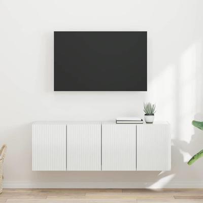 TV-wandkast 2 pcs Hoogglans wit 59,5 x 31 x 40 cm Bewerkt hout