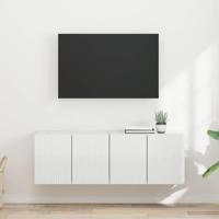 TV-wandkast 2 pcs Hoogglans wit 59,5 x 31 x 40 cm Bewerkt hout - thumbnail