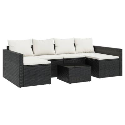 2-delige Loungeset met kussens poly rattan zwart 2-delige Loungeset met kussens poly rattan zwart