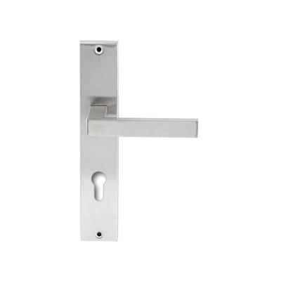 Hardbrass Deurkruk Phoenix op rechthoekig langschild profielcilindergat 72mm - RVS