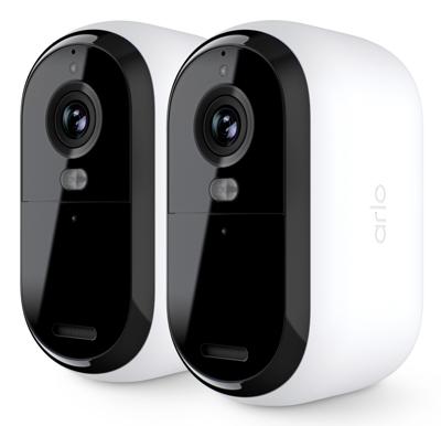 Arlo Essential 3 HD, WiFi-buitencamera, batterijduur 6 maanden, nachtzicht in kleur, licht, sirene, tweerichtingsaudio, 2 witte camera's