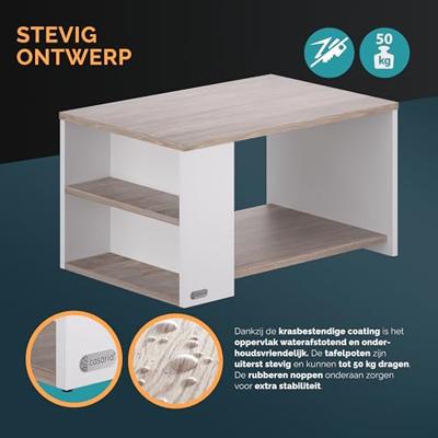 Salontafel Santa Cruz Wit Eik 90x60x50cm