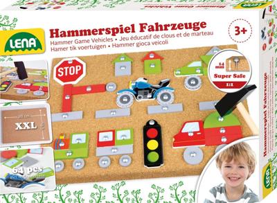 Lena hamertje tik spel met houten figuren en spijkertjes 64 delig Lena hamertje tik spel met houten figuren en spijkertjes 64 delig