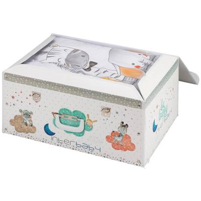 Interbaby Bedtextielset Dieren Junior Katoen Wit/grijs 4-delig