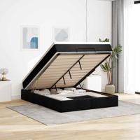 Ottoman bed met matras 140x200cm stof zwart - thumbnail