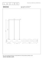 Lucide MEDINE - Hanglamp - 3xE27 - Opaal - thumbnail