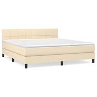 Boxspring met matras stof crèmekleurig 160x200 cm - thumbnail