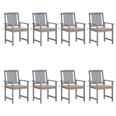 Tuinstoelen 8 st met kussens massief acaciahout grijs