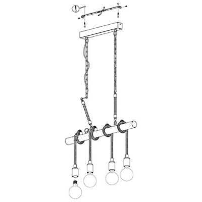 Eglo Landelijke hanglampYoungstown 4-lichts zwart met hout - 43318