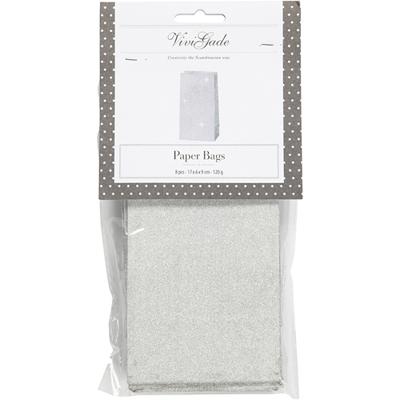 Vivi Gade Papieren zakken, h: 17 cm, afm 6x9 cm, 120 gr, zilver, 8 stuk/ 1 doos