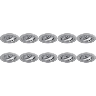 Kantelbare GU10 Inbouwspot Set 10 Stuks - Zilver Aluminium - Ø92mm