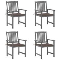 Tuinstoelen 4 st met kussens massief acaciahout grijs - thumbnail