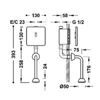 Urinoir Bedieningsplaat Tres Tempo Standard Elektronisch Houtlook RVS Tres - thumbnail