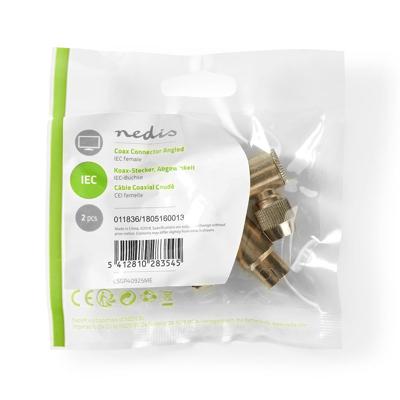 Nedis CSGP40925ME Iec (coax) -connector Haaks Female - 2 Stuks Metaal