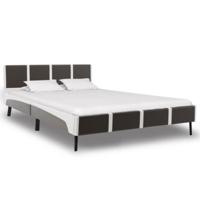 vidaXL Bedframe kunstleer grijs en wit 160x200 cm - thumbnail