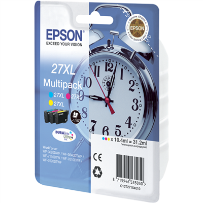 Epson Inktcartridge T2715, 27XL Origineel Combipack Cyaan, Geel, Magenta C13T27154012 Epson Inktcartridge T2715, 27XL Origineel Combipack Cyaan, Geel, Magenta C13T27154012
