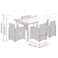 7-delige Bistroset met kussens poly rattan bruin - thumbnail