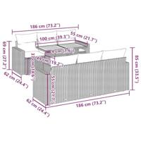 7-delige Loungeset met kussens poly rattan grijs - thumbnail