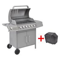 VidaXL Gasbarbecue 6+1 kookzone zilver - thumbnail