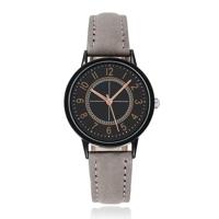 LGT Modern herenhorloge met grijze leren band en zwarte wijzerplaat - thumbnail