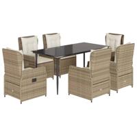 7-delige Tuinset met kussens poly rattan beige - thumbnail