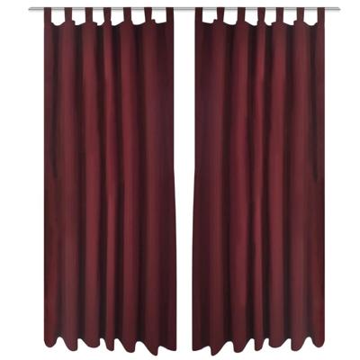 VidaXL Micro-satijnen gordijnen met ringen 140 x 245 cm 2 stuks (wijnrood)