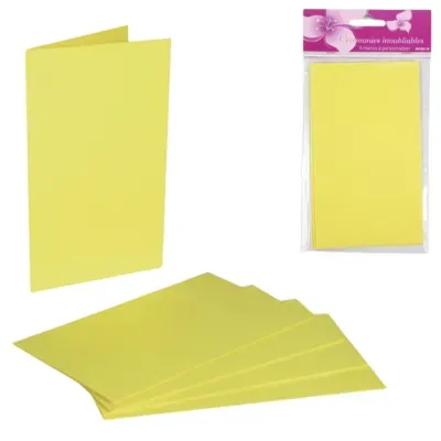 Kaarten blanco geel 17 cm 5 stuks | 24 stuks