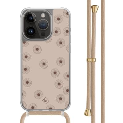 iPhone 14 Pro hoesje met beige koord - Cute flowers iPhone 14 Pro hoesje met beige koord - Cute flowers