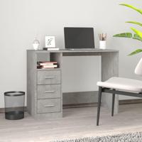 Bureau met lades 102x50x76 cm bewerkt hout betongrijs - thumbnail