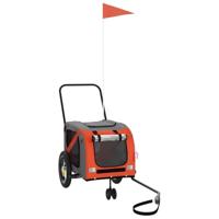 VidaXL Hondenfietstrailer oxford stof en ijzer oranje en zwart - thumbnail