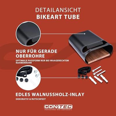 CONTEC presentatie-haken "bikeart tube ct wall presenter bikeart tube black/walnut