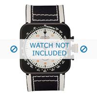 Nautica horlogeband A21501 Leder Wit + wit stiksel - thumbnail