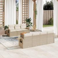 8-delige Loungeset met kussens poly rattan beige - thumbnail
