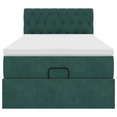 Ottoman bed met matras 80x200cm fluweel donkergroen