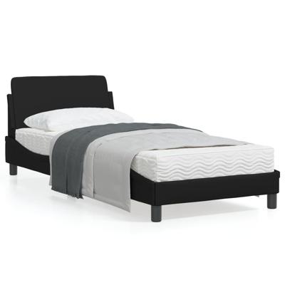 Bedframe met hoofdbord kunstleer zwart 90x190 cm Bedframe met hoofdbord kunstleer zwart 90x190 cm