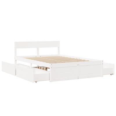 Bedframe zonder matras massief grenenhout wit 140x190 cm