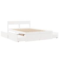 Bedframe zonder matras massief grenenhout wit 140x190 cm - thumbnail