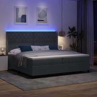 LED Boxspring Bed met Matras Donkergrijs 200 x 200 cm Fluweel - thumbnail