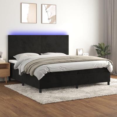 Boxspring met matras en LED fluweel zwart 200x200 cm