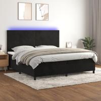 Boxspring met matras en LED fluweel zwart 200x200 cm - thumbnail