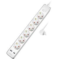 LogiLink LPS288U Stekkerdoos met schakelaar Wit Randaarde stekker 1 stuk(s) - thumbnail