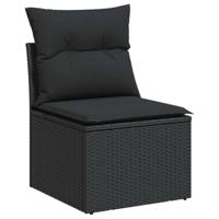 6-delige Loungeset met kussens poly rattan zwart - thumbnail
