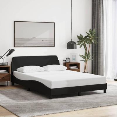 Bedframe met hoofdbord stof zwart 140x200 cm Bedframe met hoofdbord stof zwart 140x200 cm
