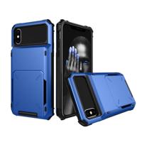 Schokbestendig TPU + PC beschermende case voor iPhone X/XS met kaartsleuf (blauw) - thumbnail