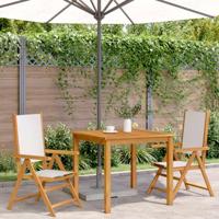 Tuinstoelen 2 st inklapbaar acaciahout en stof crmewit - thumbnail