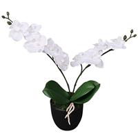 VidaXL Kunstplant orchidee met pot 30 cm wit - thumbnail